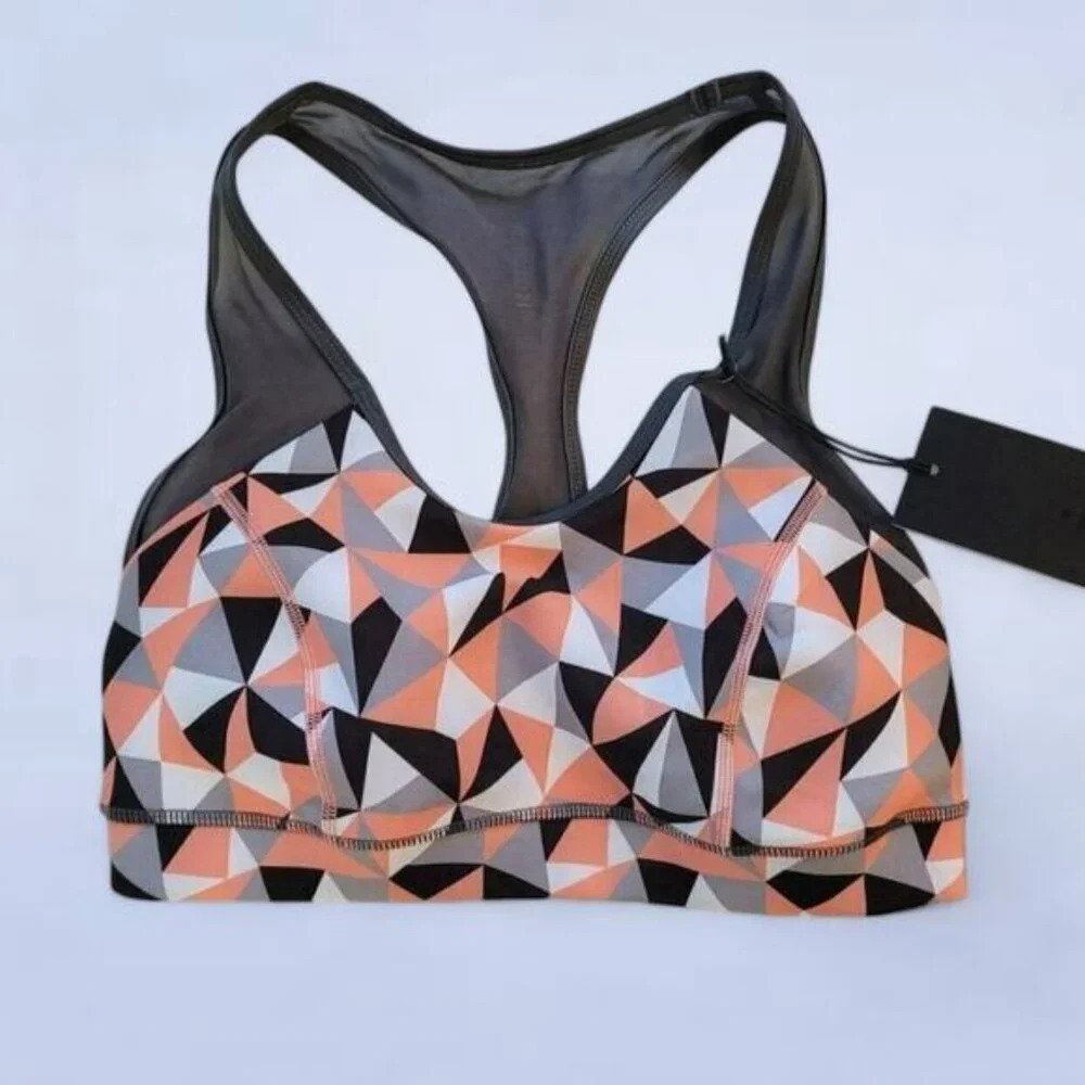 Karma Printed Steffi Bra - Geo Tri-Metric Coral - Size Small
